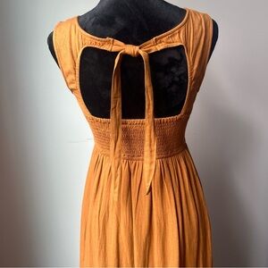 Sincerely Jules Linen Blend Burnt Orange Cut Out Sundress - Small